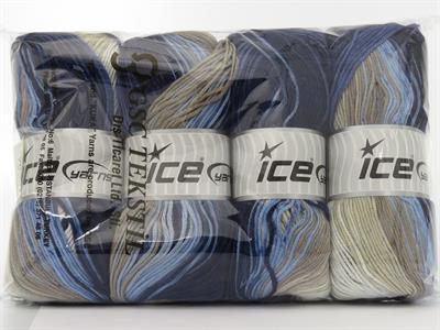 4x100gr. ANTIPILLING MAGIC  Beyaz, Deve Tüyü, Mavi Tonları, Bej Kışlık, Batik Desenli, 100% Akrilik , Anti-Pilling