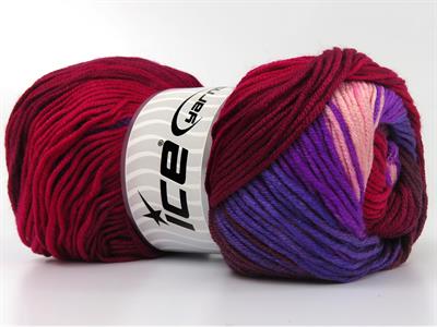 4x100gr. ANTIPILLING MAGIC  Pembe, Kırmızı, Bordo, Mor Tonları Kışlık, Batik Desenli, 100% Akrilik , Anti-Pilling