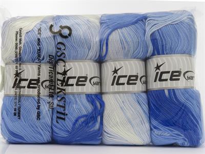 4x100gr. ANTIPILLING MAGIC  Beyaz, Mavi Tonları Kışlık, Batik Desenli, 100% Akrilik , Anti-Pilling