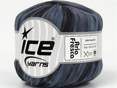 6x25gr. ARIA FRESCA  Siyah, Gri, Cam Göbeği Şerit, Yazlık İplikler, Zincir