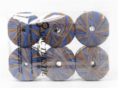 6x25gr. ARIA FRESCA  Kahverengi Tonları, Mavi Tonları Şerit, Yazlık İplikler, Zincir