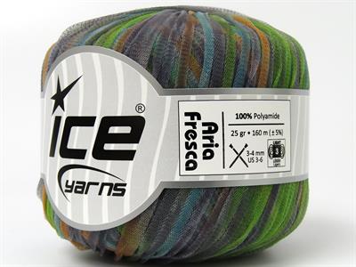 6x25gr. ARIA FRESCA  Yeşil, Turuncu, Turkuaz, Gri Şerit, Yazlık İplikler, Zincir