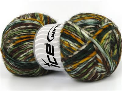 4x100gr. ARMONIA LANA Yün, Akrilik Kahverengi, Beyaz, Altın, Yeşil Tonları Kışlık, Yün, Batik Desenli, Worsted, Akrilik