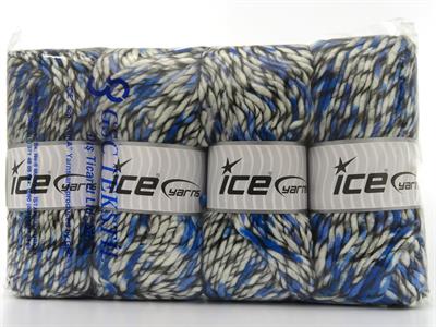 Lot of 4 x 100gr Skeins Ice Yarns ARMONIA LANA BULKY (20% Wool) Yarn Black Blue White