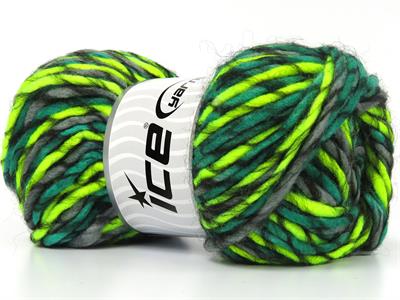 Lot of 4 x 100gr Skeins Ice Yarns ARMONIA LANA BULKY (20% Wool) Yarn Green Shades Black Grey