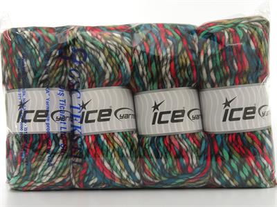 Lot of 4 x 100gr Skeins Ice Yarns ARMONIA LANA BULKY (20% Wool) Yarn Black White Green Shades Camel Red