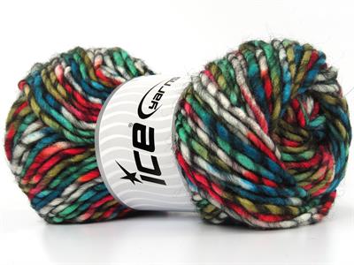 Lot of 4 x 100gr Skeins Ice Yarns ARMONIA LANA BULKY (20% Wool) Yarn Black White Green Shades Camel Red