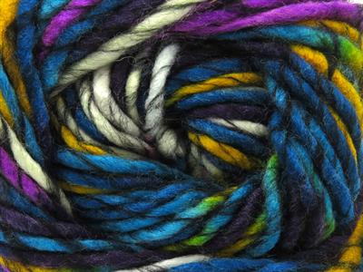 Lot of 4 x 100gr Skeins Ice Yarns ARMONIA LANA BULKY (20% Wool) Yarn Purple Shades White Black Gold Turquoise