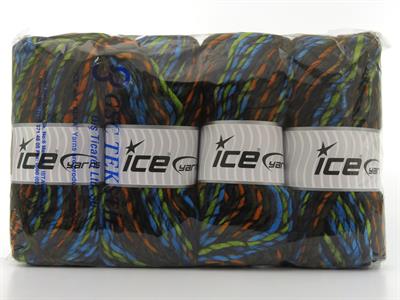 Lot of 4 x 100gr Skeins Ice Yarns ARMONIA LANA BULKY (20% Wool) Yarn Blue Black Gold Green
