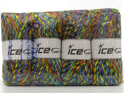 Lot of 4 x 100gr Skeins Ice Yarns ARMONIA LANA BULKY (20% Wool) Yarn Lilac Green Yellow Salmon