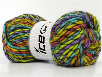 Lot of 4 x 100gr Skeins Ice Yarns ARMONIA LANA BULKY (20% Wool) Yarn Lilac Green Yellow Salmon