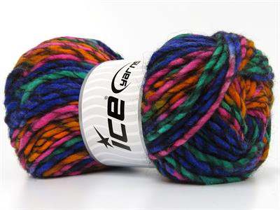 Lot of 4 x 100gr Skeins Ice Yarns ARMONIA LANA BULKY (20% Wool) Yarn Purple Green Orange Pink Black