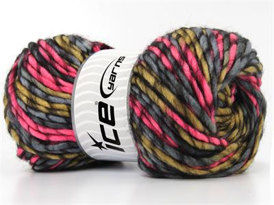 Lot of 4 x 100gr Skeins Ice Yarns ARMONIA LANA BULKY (20% Wool) Yarn Black Grey Pink Milky Brown