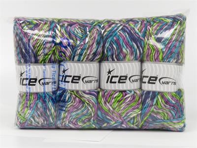 4x100gr. ARMONIA LANA Yün, Akrilik Yeşil, Beyaz, Turkuaz, Mor Tonları Kışlık, Yün, Batik Desenli, Worsted, Akrilik