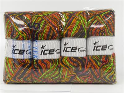 4x100gr. ARMONIA LANA Yün, Akrilik Maron, Yeşil Tonları, Altın tonları Kışlık, Yün, Batik Desenli, Worsted, Akrilik