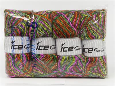 4x100gr. ARMONIA LANA Yün, Akrilik Pembe, Siyah, Gri, Yeşil Tonları, Altın tonları Kışlık, Yün, Batik Desenli, Worsted, Akrilik