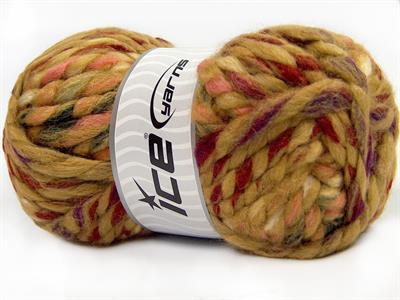 4x100gr. ASTORIA Yün, Akrilik Pembe, Kırmızı, Krem, Koyu yeşil, Karamel Kışlık, Yün, Çok Kalın, Batik Desenli