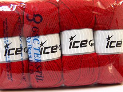 4x100gr. ATLAS Akrilik Kırmızı Kışlık, Düz iplikler, Kalın, 100% Akrilik