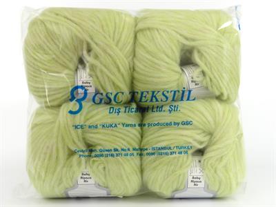 Lot of 4 Skeins Ice Yarns BABY ALPACA AIR (60% Baby Alpaca 15% Superwash Extrafine Merino Wool) Yarn Light Green