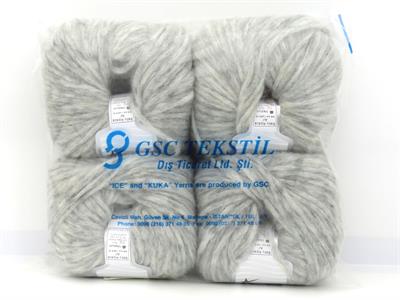 Lot of 4 Skeins Ice Yarns BABY ALPACA AIR (60% Baby Alpaca 15% Superwash Extrafine Merino Wool) Yarn Light Grey