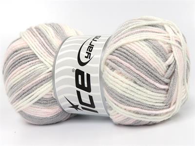 Lot of 4 x 100gr Skeins Ice Yarns BABY BAMBOO MAGIC (20% Bamboo) Yarn Baby Pink White Light Grey