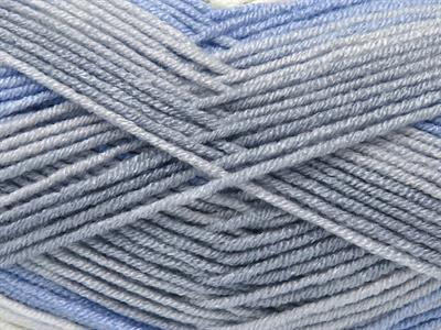 Lot of 4 x 100gr Skeins Ice Yarns BABY BAMBOO MAGIC (20% Bamboo) Yarn Blue Shades Light Grey White