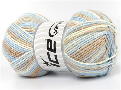 Lot of 4 x 100gr Skeins Ice Yarns BABY BAMBOO MAGIC (20% Bamboo) Yarn Camel Shades Baby Blue White