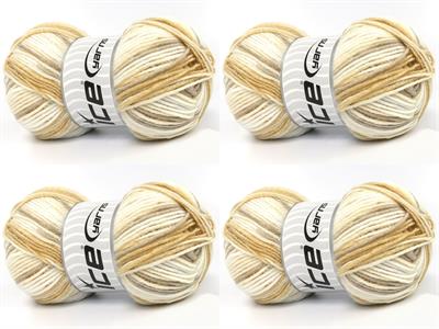 Lot of 4 x 100gr Skeins Ice Yarns BABY BAMBOO MAGIC (20% Bamboo) Yarn Camel Shades White Cream