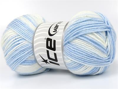Lot of 4 x 100gr Skeins Ice Yarns BABY BAMBOO MAGIC (20% Bamboo) Yarn Blue Shades White