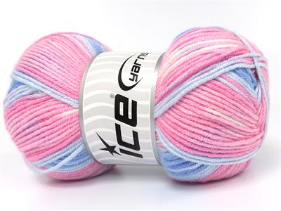 Lot of 4 x 100gr Skeins Ice Yarns BABY BAMBOO MAGIC (20% Bamboo) Yarn Pink Shades Blue Shades White