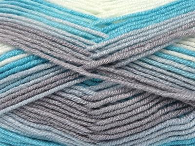 Lot of 4 x 100gr Skeins Ice Yarns BABY BAMBOO MAGIC (20% Bamboo) Yarn Turquoise Grey Baby Blue White