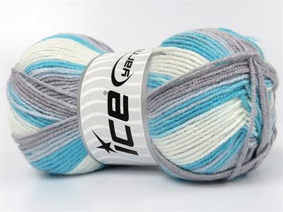 Lot of 4 x 100gr Skeins Ice Yarns BABY BAMBOO MAGIC (20% Bamboo) Yarn Turquoise Grey Baby Blue White