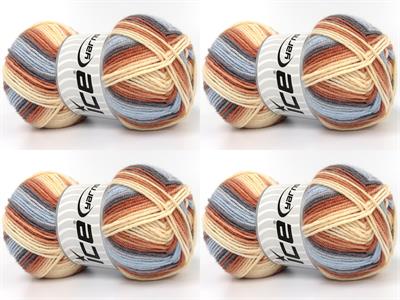 Lot of 4 x 100gr Skeins Ice Yarns BABY BAMBOO MAGIC (20% Bamboo) Yarn Salmon Shades Grey Blue