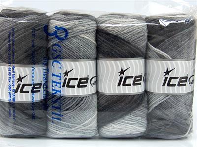 Lot of 4 x 100gr Skeins Ice Yarns BABY BATIK Yarn Black Grey Shades