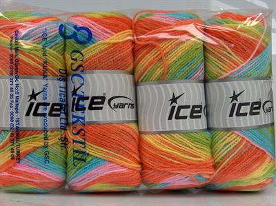 Lot of 4 x 100gr Skeins Ice Yarns BABY BATIK Hand Knitting Yarn Rainbow