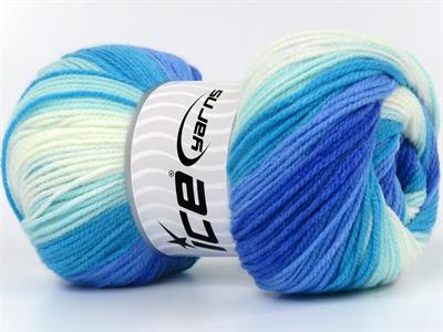 Lot of 4 x 100gr Skeins Ice Yarns BABY BATIK Yarn Blue Shades White