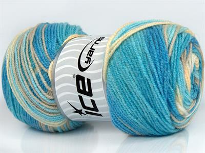 Lot of 4 x 100gr Skeins Ice Yarns BABY BATIK Yarn Cream White Blue Shades
