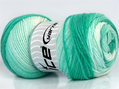 Lot of 4 x 100gr Skeins Ice Yarns BABY BATIK Yarn Green Shades White