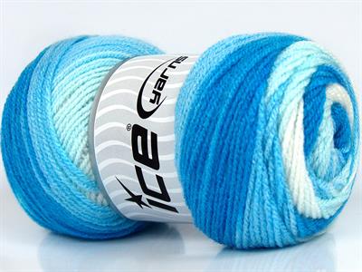 Lot of 4 x 100gr Skeins Ice Yarns BABY BATIK Yarn Light Blue Shades White