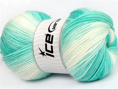 Lot of 4 x 100gr Skeins Ice Yarns BABY BATIK Yarn Mint Green White