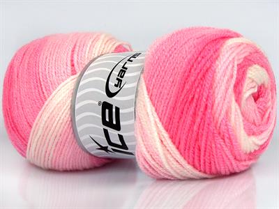 Lot of 4 x 100gr Skeins Ice Yarns BABY BATIK Yarn Pink Shades White