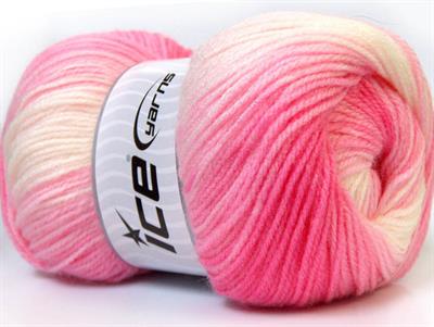 Lot of 4 x 100gr Skeins Ice Yarns BABY BATIK Yarn Pink Shades White