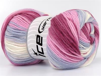 Lot of 4 x 100gr Skeins Ice Yarns BABY BATIK Yarn Pink Shades Light Blue Shades White