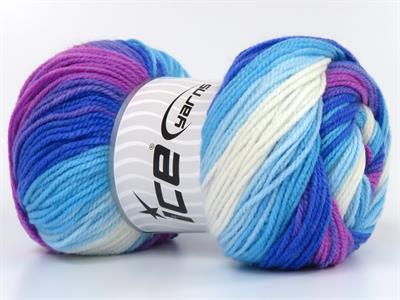 Lot of 4 x 100gr Skeins Ice Yarns BABY BATIK Yarn Blue Shades White Purple Orchid