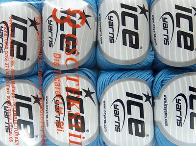 Lot of 8 Skeins Ice Yarns BABY COTTON (100% Giza Cotton) Yarn Light Blue