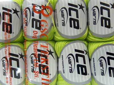 Lot of 8 Skeins Ice Yarns BABY COTTON (100% Giza Cotton) Yarn Neon Green