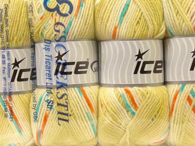 Lot of 4 x 100gr Skeins Ice Yarns BABY DESIGN Yarn Light Green White Copper Blue