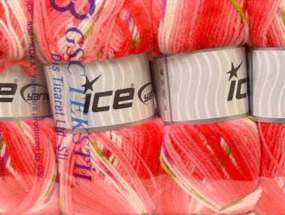 Lot of 4 x 100gr Skeins Ice Yarns BABY DESIGN Yarn Red Pink White Green
