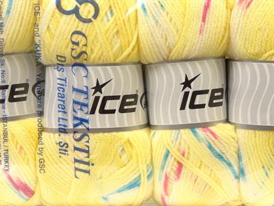 Lot of 4 x 100gr Skeins Ice Yarns BABY DESIGN Yarn Yellow White Pink Blue
