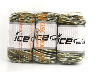 3x100gr. BABY DREAM BATIK  Yeşil, Deve Tüyü, Açık Krem, Haki Tonları Bebe, Batik Desenli, Worsted, 100% Akrilik , Akrilik